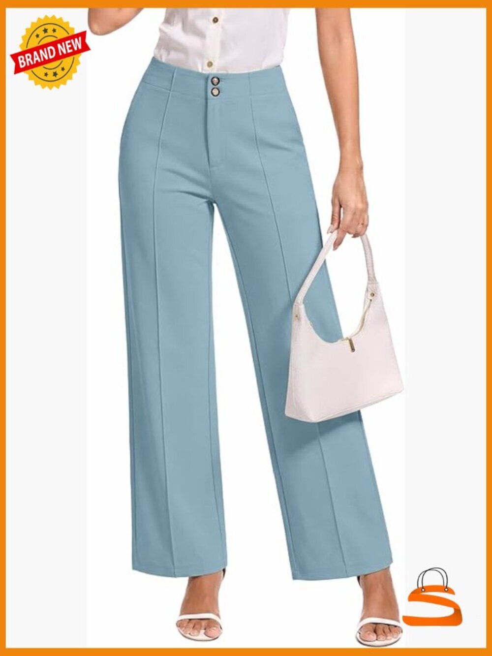 Stretch Knit Wide Leg Dress Pants w/ Front Pleats & High Waist